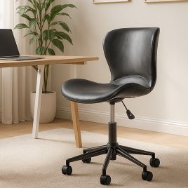 NORWOOD PU Leather Swivel Chair - Charcoal