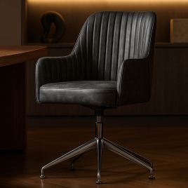 PRIMROSE Leather Swivel Chair - Black