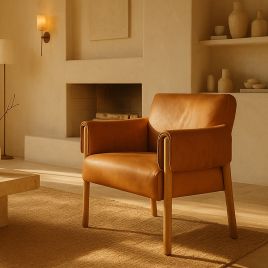 RADCLIFFE Leather Armchair Brown