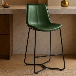 RAVENSBOURNE PU Leather Bar Stool Green - Set of 2