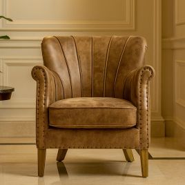 ROSEMOOR Leather Armchair Brown