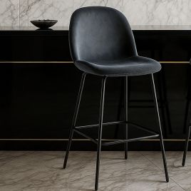 THORNWOOD Velvet Bar Stool Dark Grey - Set of 2