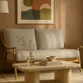 WINTON Fabric 2 Seater Sofa - Natural