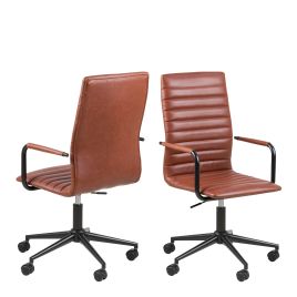 MARVOTH Swivel Desk Chair With Adjustable Height Function in Vintage Brandy