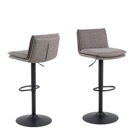 Bar Stool - FLYNN Swivel Bar Stool Height Ajustable Ligth Grey and Brown 44cm