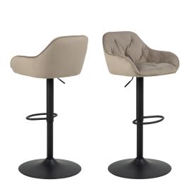 Bar Stool - BROOKE Swivel Bar Stool Height Ajustable Beige 52cm