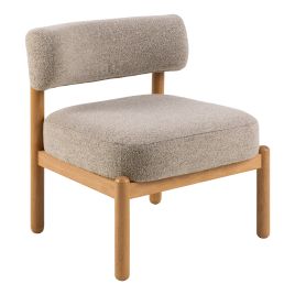 Lounge Chair - BURLEY Lounge Chair Beige and Oak 66.5cm
