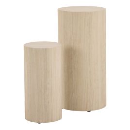 DISA Round Pedestal in Travertine Rough Paper - Set of 2