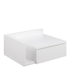 BROMERE 1 Drawer Wall Mounted Square Bedside Table in White