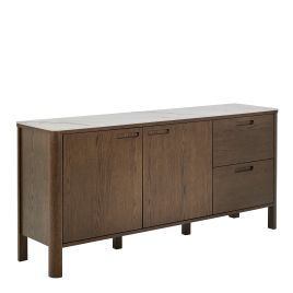 SOUTHA Sideboard With 2 Doors 2 Drawers and 2 Shelves in Cream Ceramic