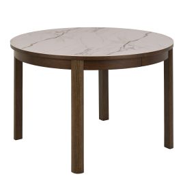 SOUTHA Round Extendable Dining Table in Cream Ceramic