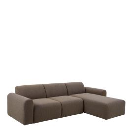 Corner Sofa - STRATHAVEN Fabric 3 Seater L Shaped Sofa - Right Hand Facing - Brown