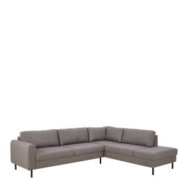 Corner Sofa - CALVERA Fabric 5 Seater L Shaped Sofa - Right Hand Facing - Light Grey