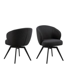 DARELLA Dining Chair with Armrest and Swivel Function in Black