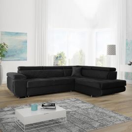 Modern Design Worcester Upholstery Fabrics Corner Sofa with Lift Up Storage - Black