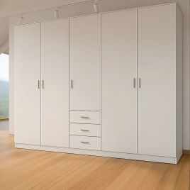 VIANNA 5 Door Wardrobe with 3 Drawers White - 200cm