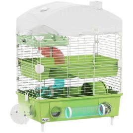 PAWSTER 3 Tier Hamster Cage with Transparent Top Green