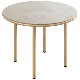 SUNVISTA Round Coffee Table Modern End Side Table Beige