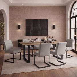 CLARIDGE Tweed Dining Chair Set of 2 - Smoked Pearl and Black