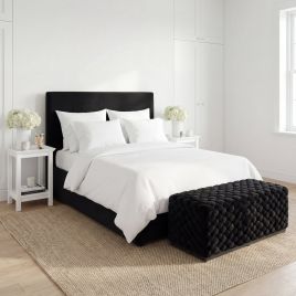 NHLINE Velvet Large Pouffe - Black