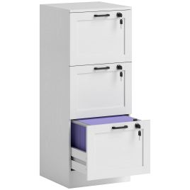 HERON 3 Drawer Filing Cabinet with Lock White