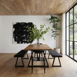 HADMORE Wooden Dining Table - Whiskey