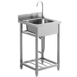 HERON Outdoor Utility Sink Stainless Steel with Storage Shelf