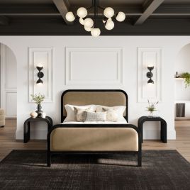 IVERNA Double Velvet Bedframe - Mole