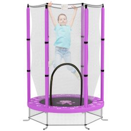 AIVAGO 4.6ft Toddler Trampoline w, Safety Enclosure Net Purple