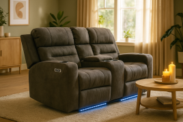LOVIRI Fabric 2 Seater Electric Recliner Sofa - Brown
