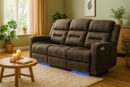 LOVIRI Fabric 3 Seater Electric Recliner Sofa - Brown