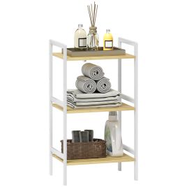 HERON 3 Tier Bamboo Adjustable Shelf Storage Unit Compact