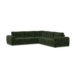 Corner Sofa - GRAZ Fabric 5 Seater Left Hand Facing - Bottle Green