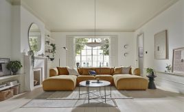 Corner Sofa - ESSAOUIRA Fabric 4 Seater U Shaped - Moonlit Ocean