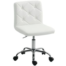 HERON PU Leather Armless Office Chair Modern Vanity Computer White