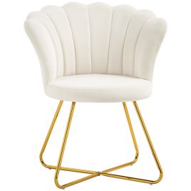 HERON Velvet Feel Lotus Petal Accent Chair Cream