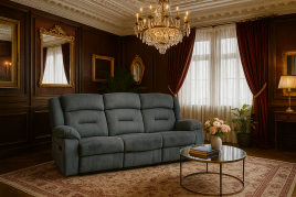 NAVONE Fabric 3 Seater Recliner Sofa - Grey