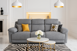 RAVELLE Fabric 3 Seater Electric Recliner Sofa - Grey