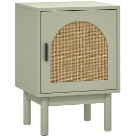 HERON Rattan Bedside Table for Bedroom Light Green