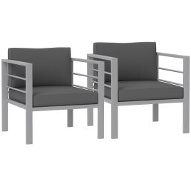 SUNVISTA Garden Sofa Set of 2 All Weather Garden Sofa Charcoal Grey