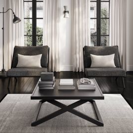 SAVELLE Wooden Small Coffee Table - Black