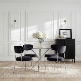SMIREN Velvet Dining Chair Set of 2 - Black