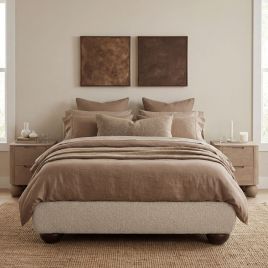 SOLVANE Double Chenille Bedframe - Porridge