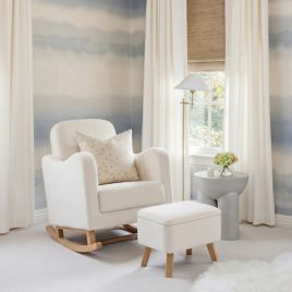 SERENZA Boucle Fabric Nursing Chair with Footstool Set - Off White