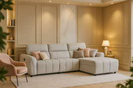 TARWIN Fabric 3 Seater Electric L Shaped Recliner Sofa - Silver - Right Hand Facing