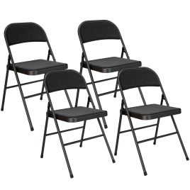 HERON Set of Four Cushioned Folding Chairs Black