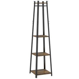 HERON Compact Freestanding Coat Rack Black, Brown