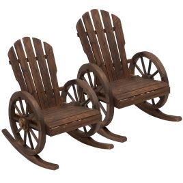 SUNVISTA Adirondack Rocking Chair Reclining Armchair Carbonized Wood Colour