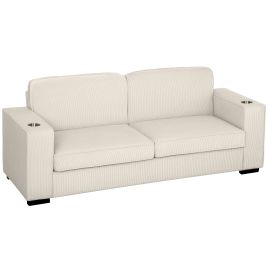 HERON 3 Seater Corduroy Sofa Cream White