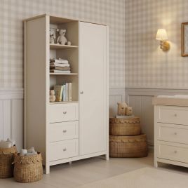 WAYBORNE 1 Door Kids Wardrobe with 3 Drawers - Cashmere
